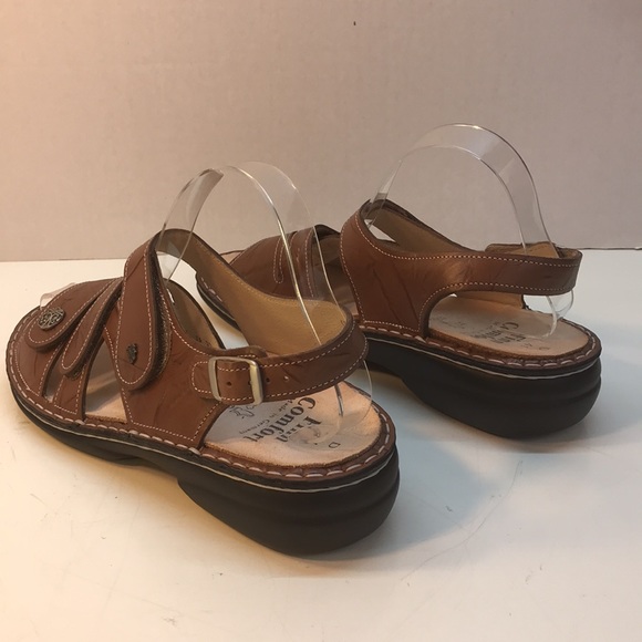NWOT Finn Comfort Brown Leather Sandals with Velcro Straps Size 10 - Picture 7 of 16